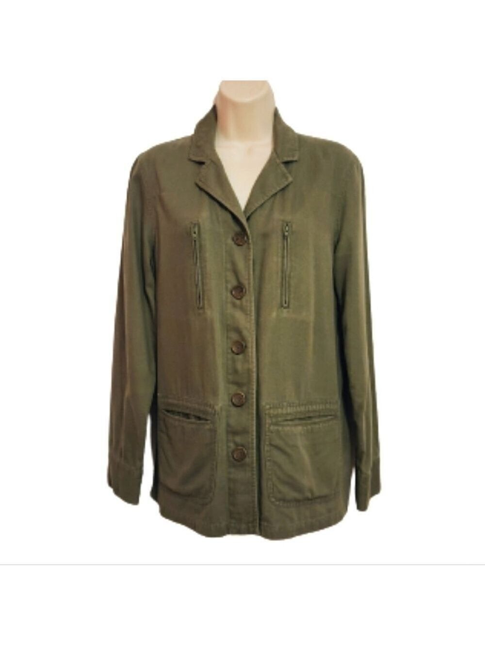 Style & Co Khaki Green Cotton Utility Jacket Size 6